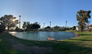 Golf course view at Caliente Springs Resort in Desert Hot Springs, CA