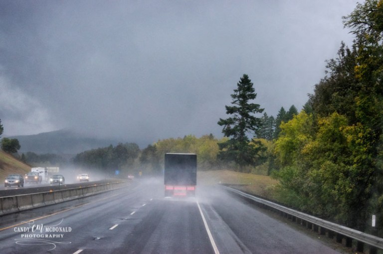 Rainy drive in Oregon on I5
